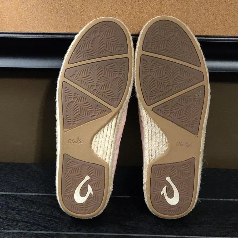 Olukai Kaula Pa'A Kapa Pink Espadrille Slip On Shoes Women's US 10